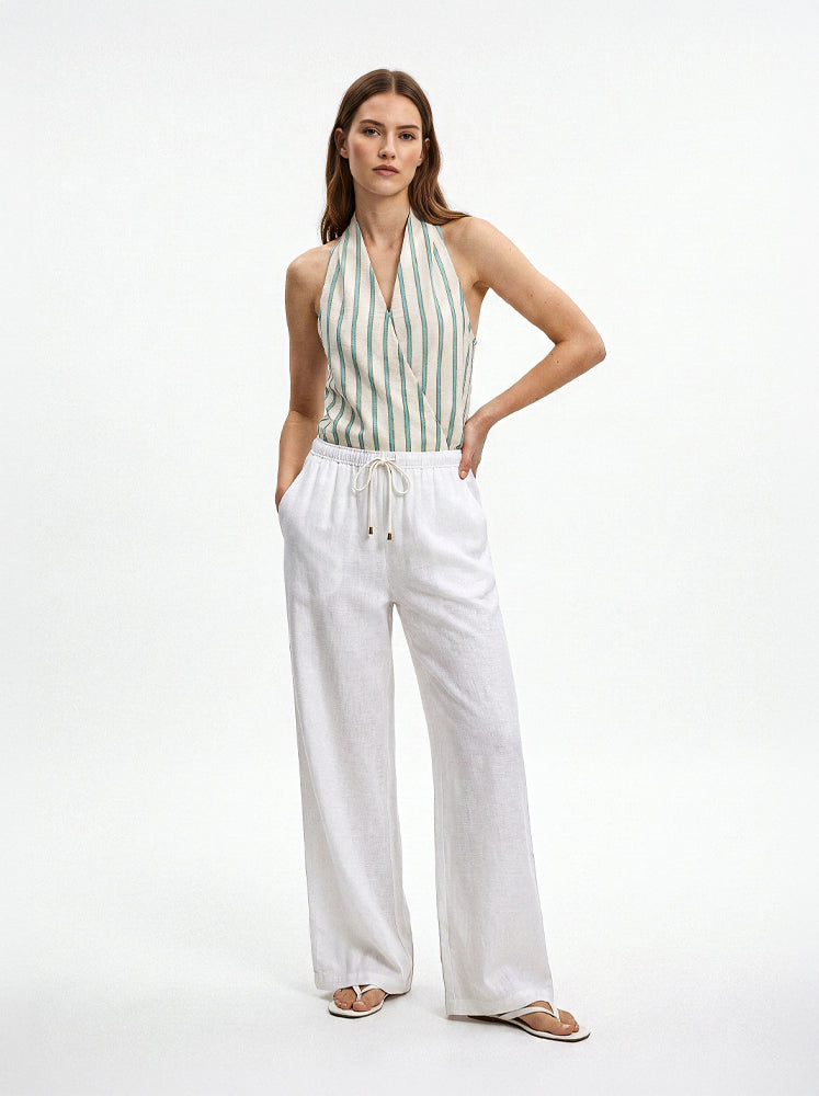 Pantaloni dritti viscosa fiammata