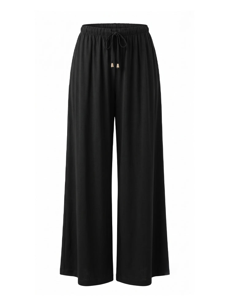 Pantaloni dritti viscosa fiammata