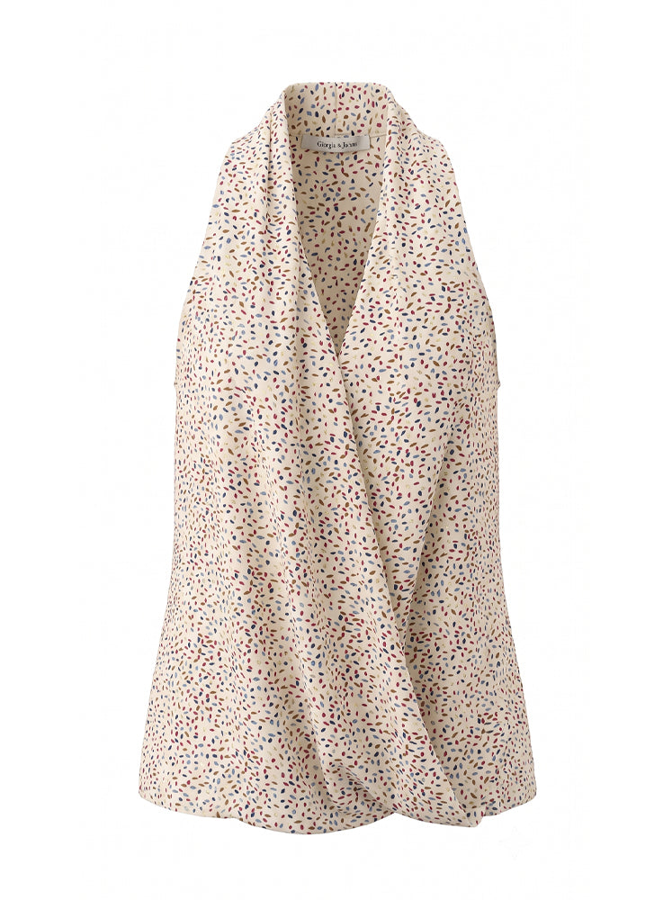 Top drappeggiato fantasia confetti