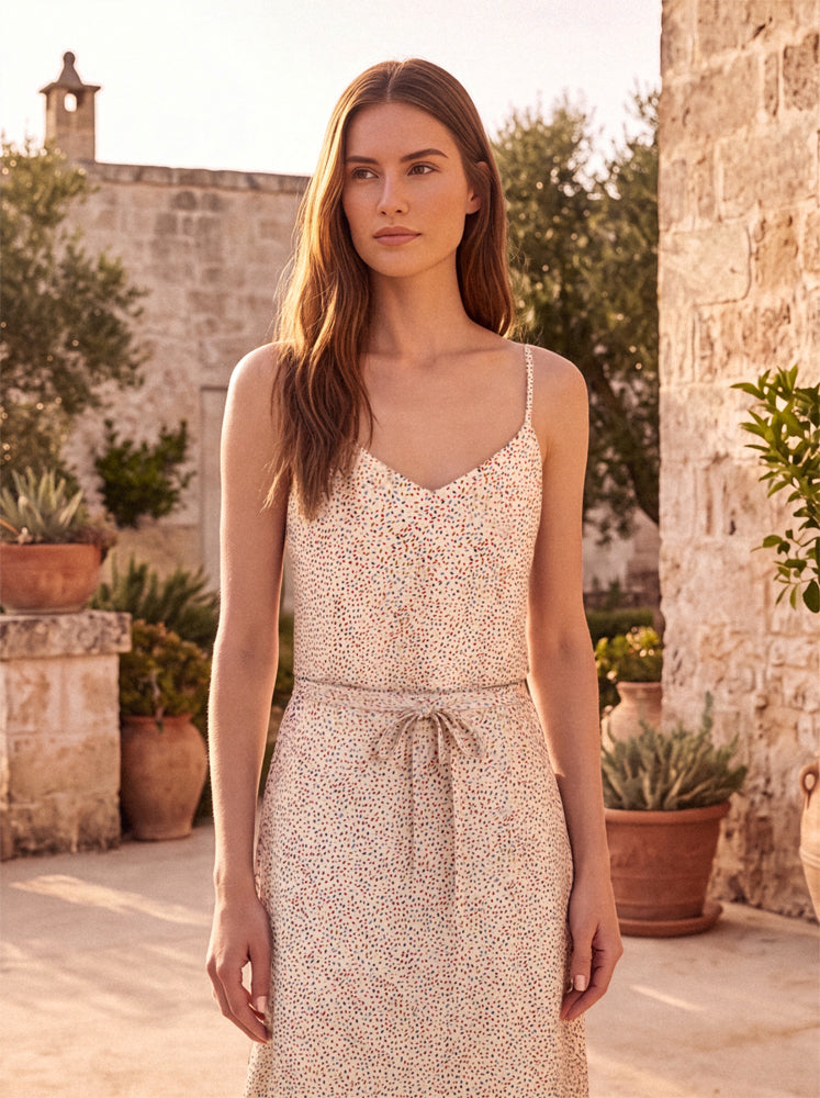Top scollo V fantasia Confetti