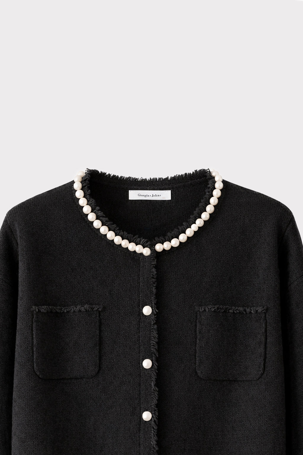 Cardigan perle bordi sfrangiati