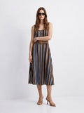 Abito maxi in cotone a righe