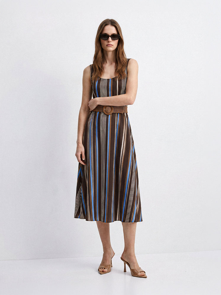 Abito maxi in cotone a righe