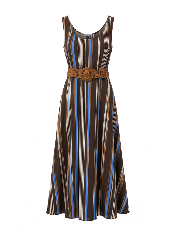 Abito maxi in cotone a righe
