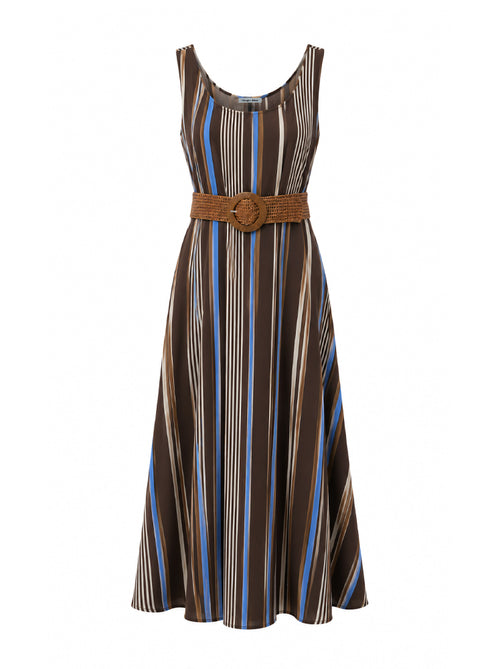 Abito maxi in cotone a righe