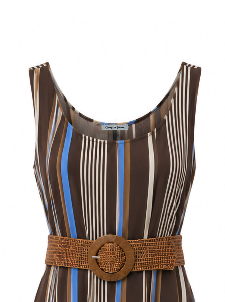 Abito maxi in cotone a righe