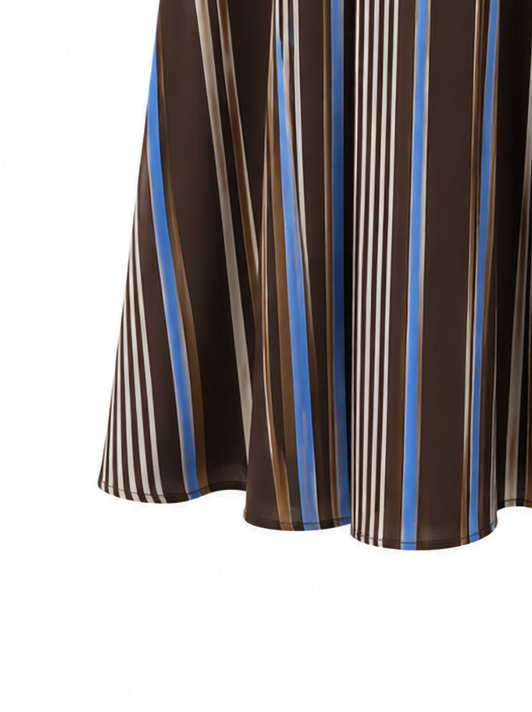 Abito maxi in cotone a righe