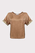 Blusa tessuto cangiante bordo paillettes