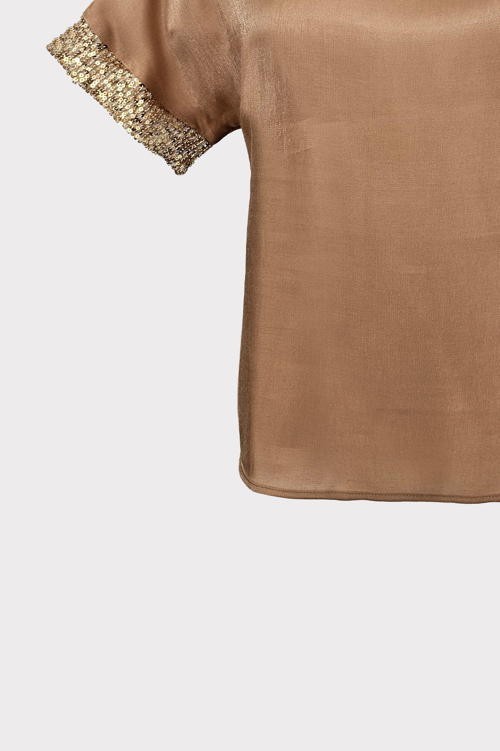 Blusa tessuto cangiante bordo paillettes
