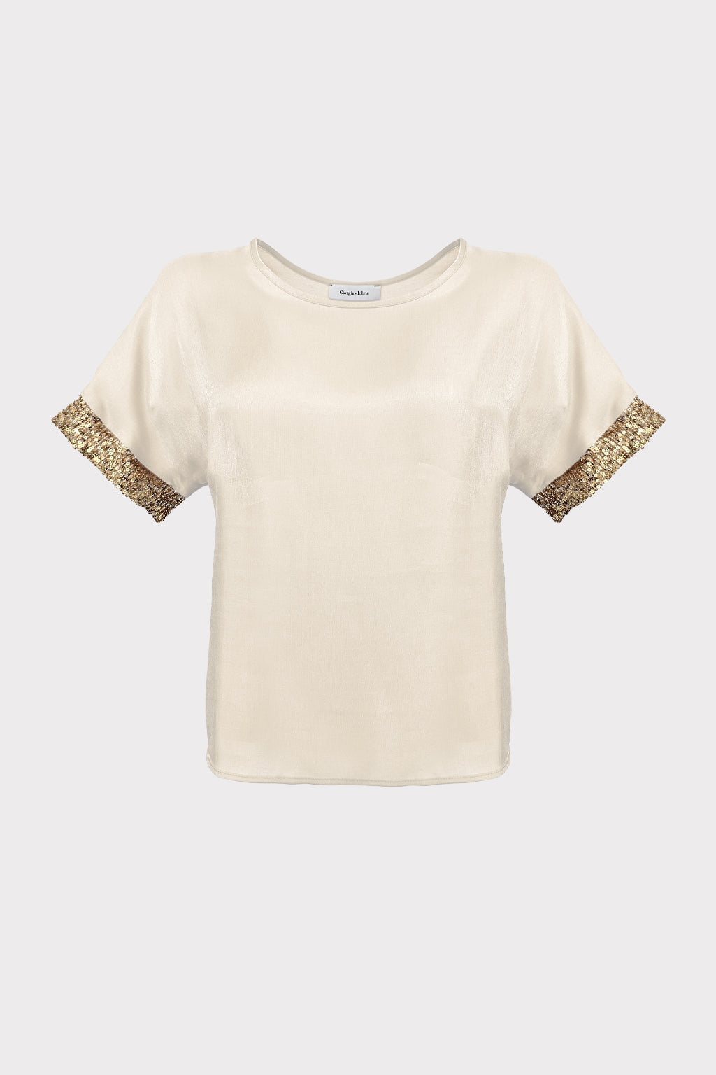 Blusa tessuto cangiante bordo paillettes