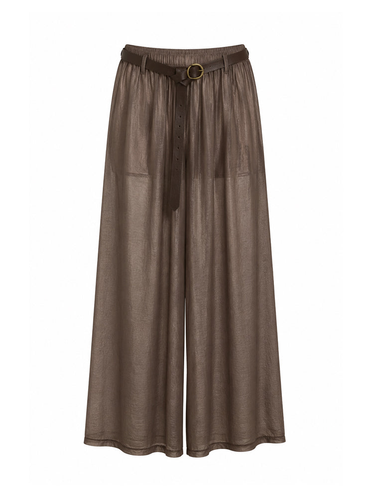 Pantaloni palazzo lyocell con cintura