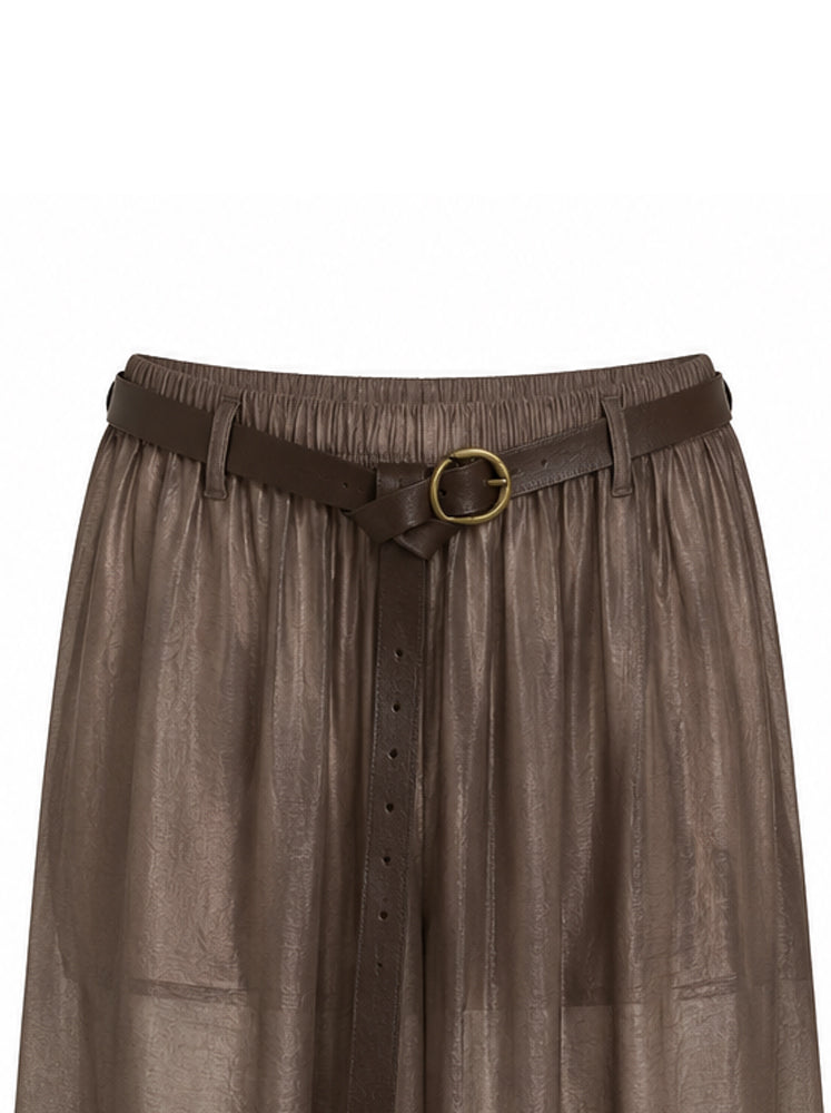 Pantaloni palazzo lyocell con cintura