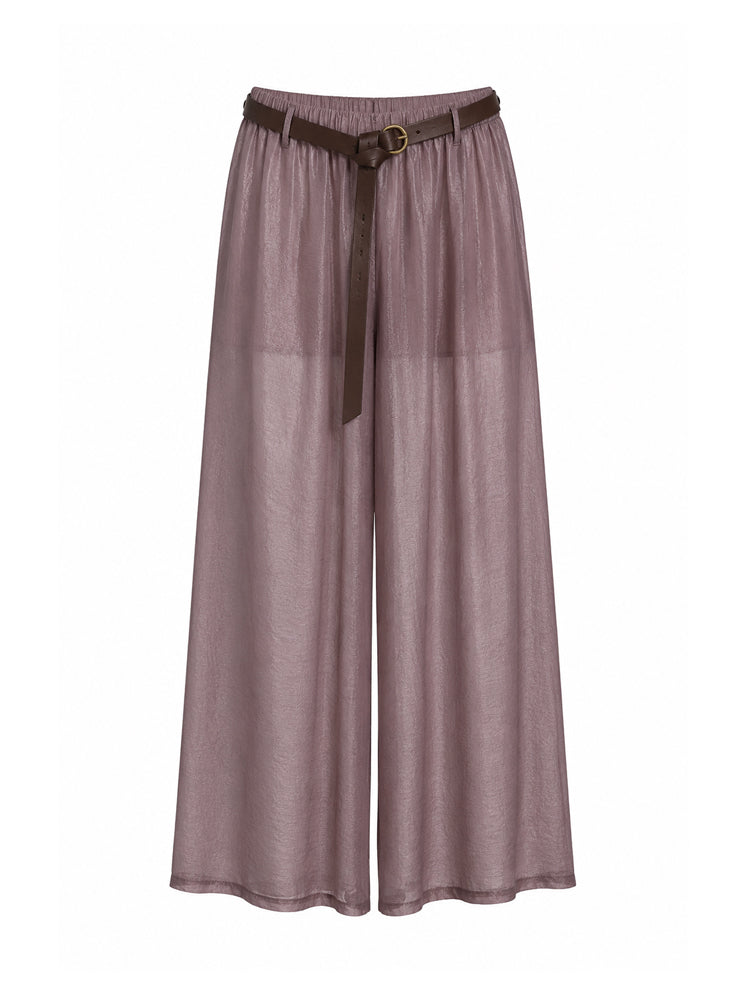 Pantaloni palazzo lyocell con cintura