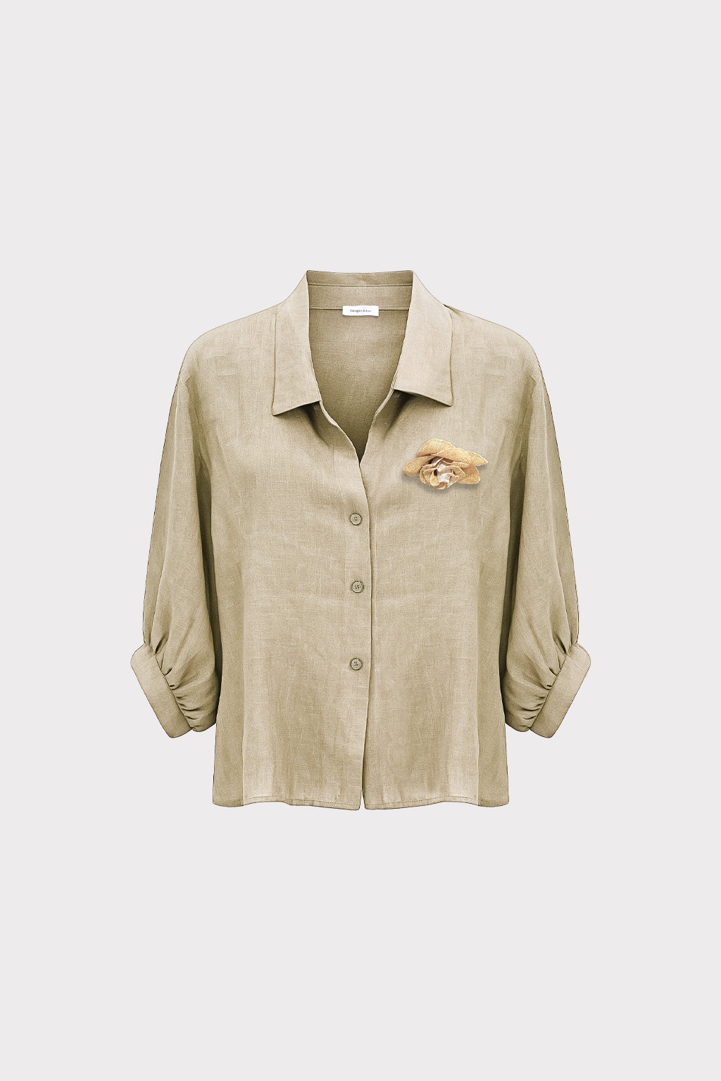 Camicia lino spilla fiore