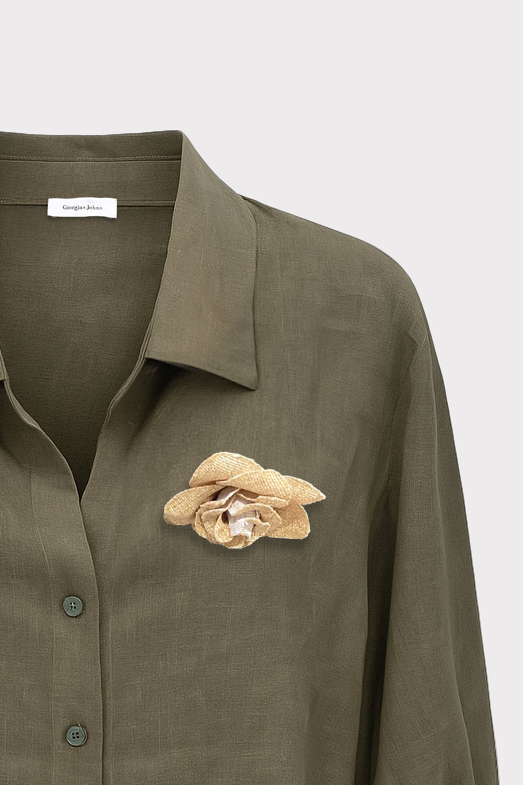 Camicia lino spilla fiore