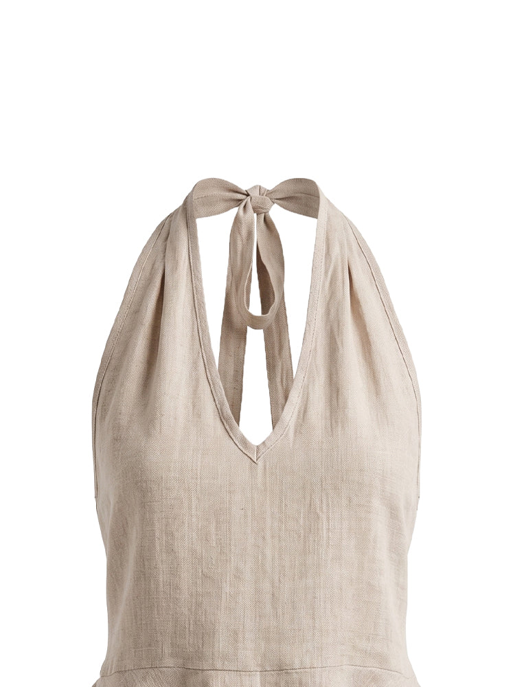 Top halter lino con balze