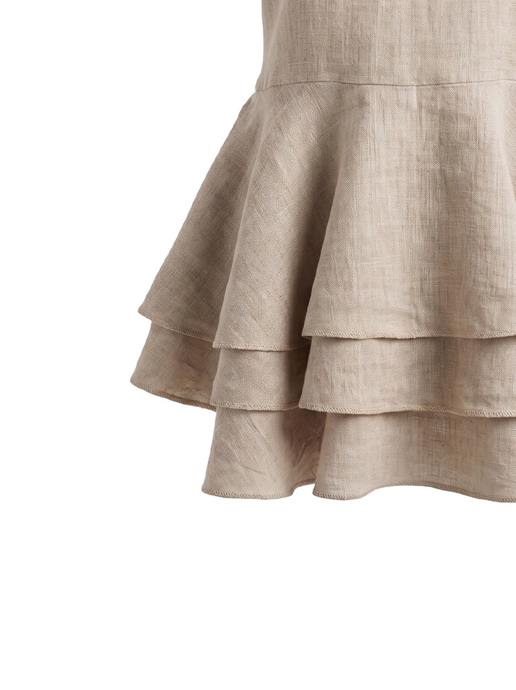 Top halter lino con balze