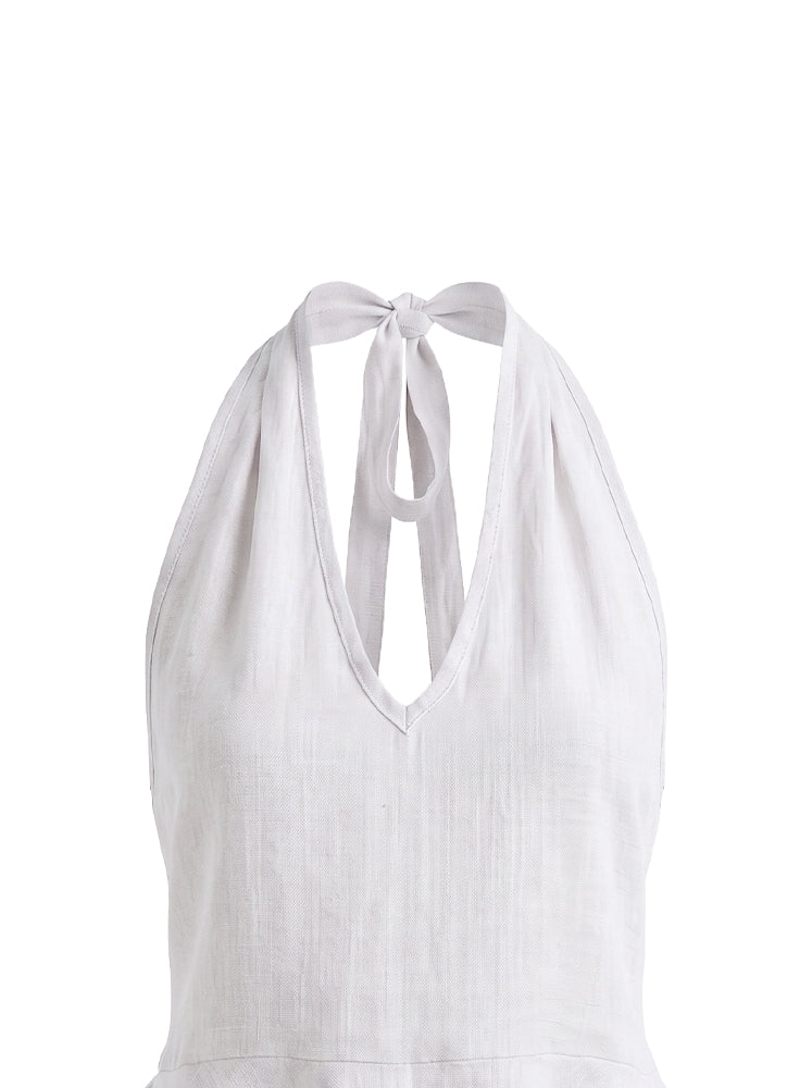 Top halter lino con balze