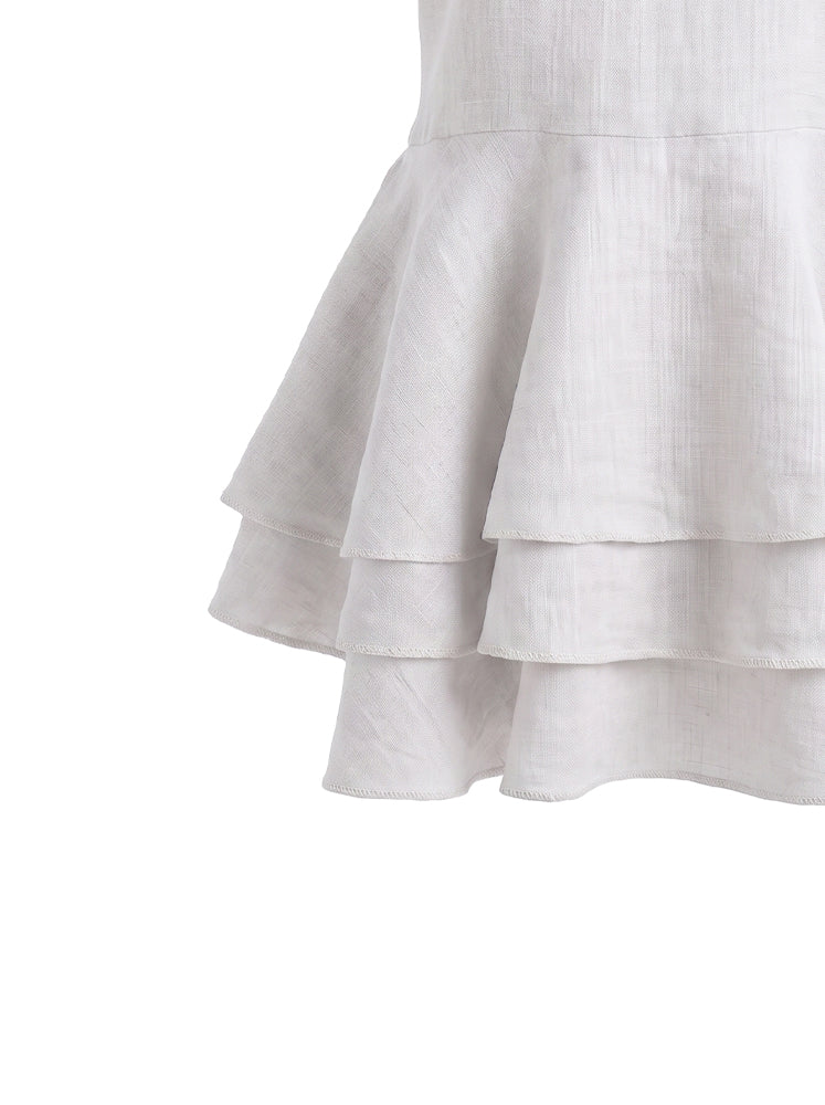 Top halter lino con balze