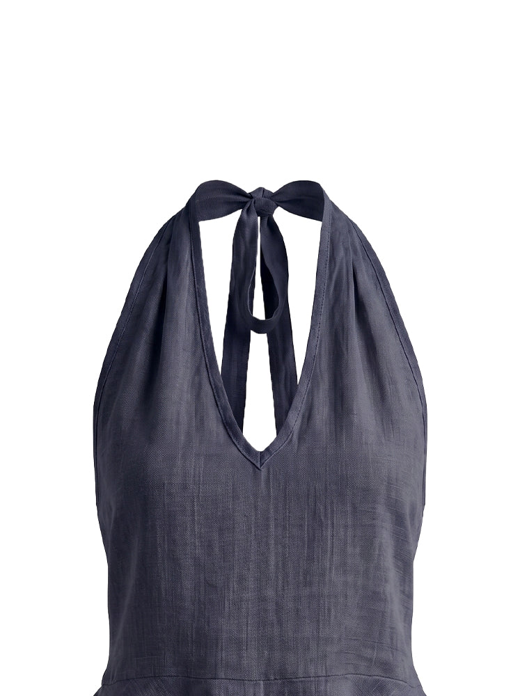 Top halter lino con balze