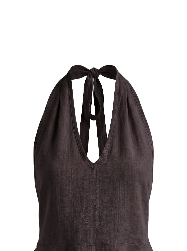 Top halter lino con balze
