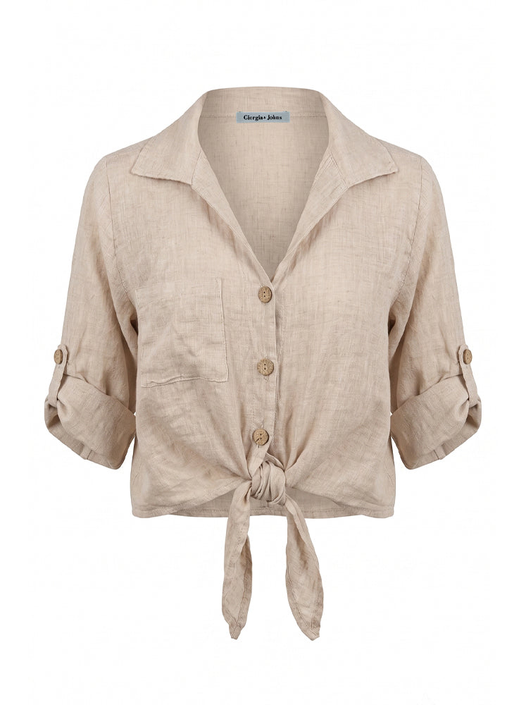 Camicia lino con fiocco