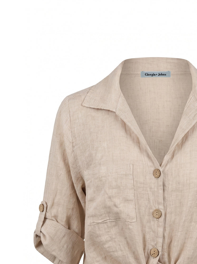 Camicia lino con fiocco