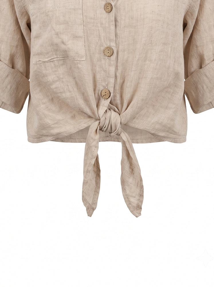 Camicia lino con fiocco