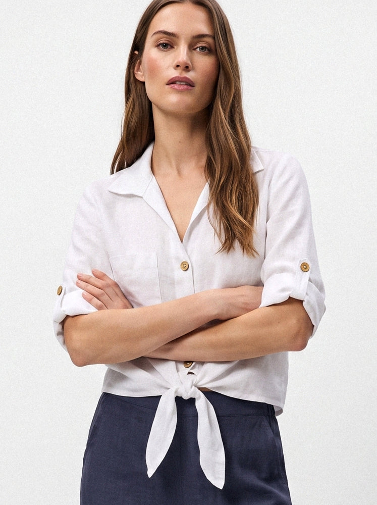 Camicia lino con fiocco