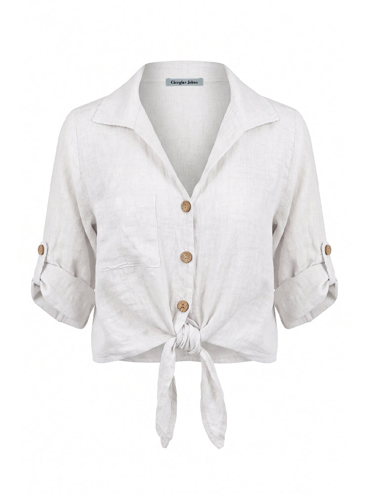 Camicia lino con fiocco