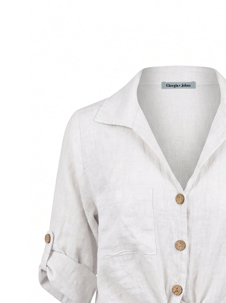 Camicia lino con fiocco