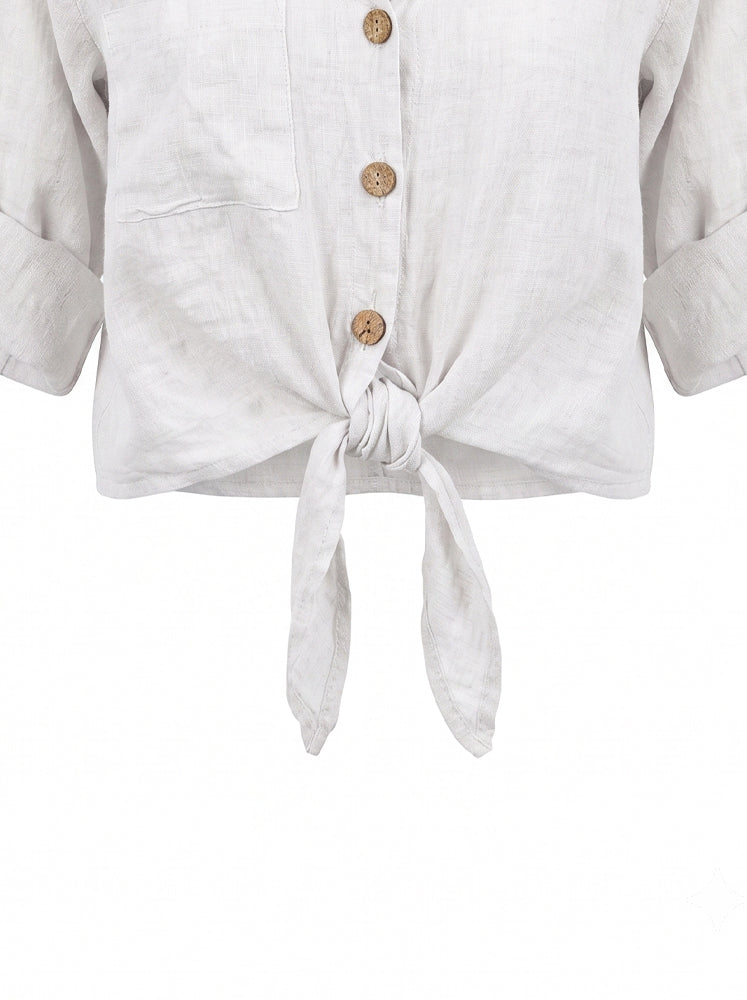Camicia lino con fiocco