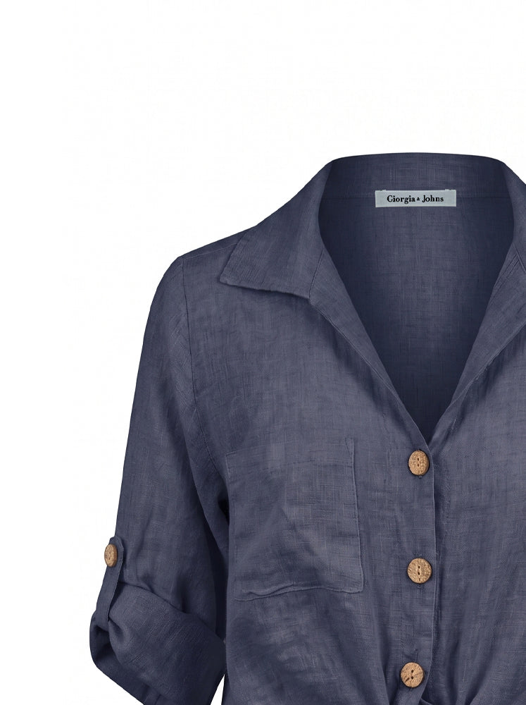 Camicia lino con fiocco