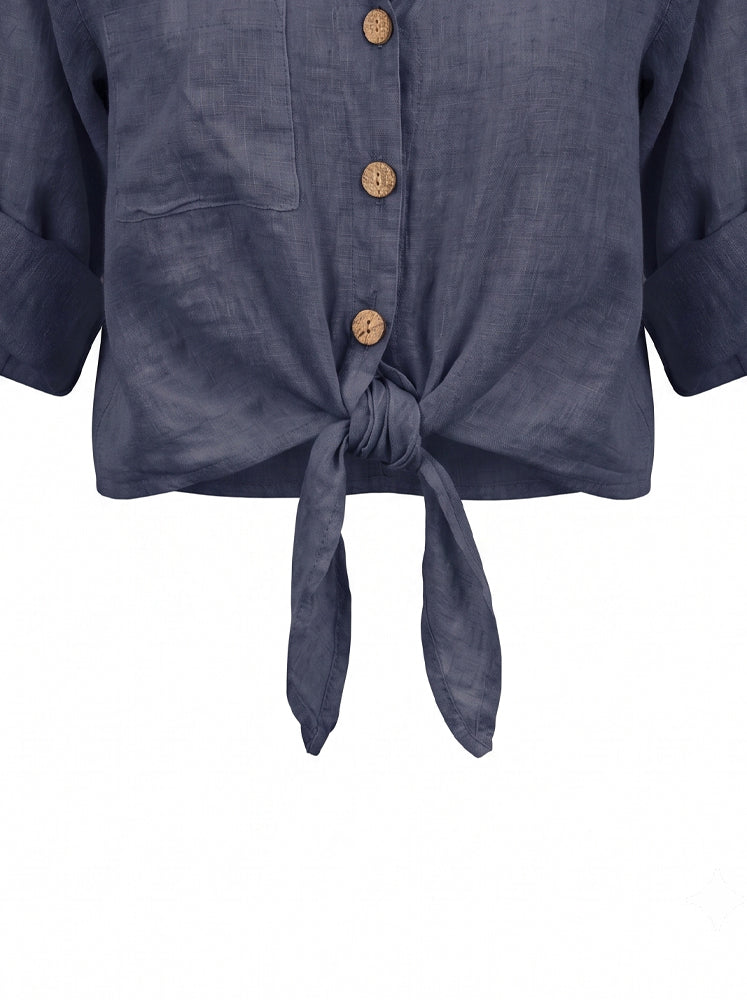 Camicia lino con fiocco
