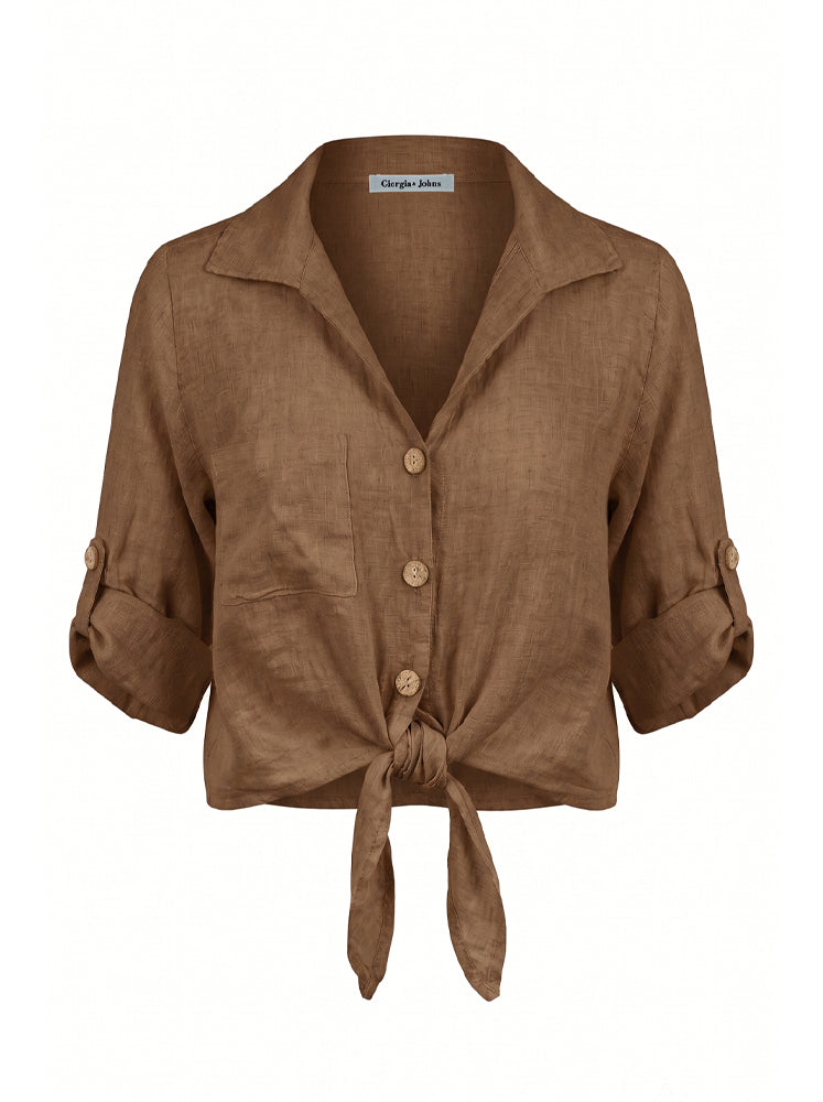 Camicia lino con fiocco
