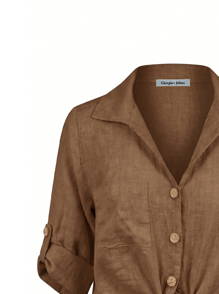 Camicia lino con fiocco