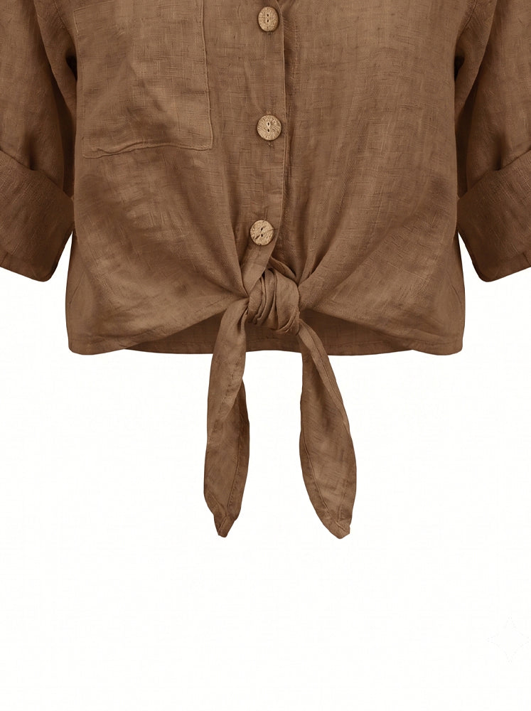Camicia lino con fiocco