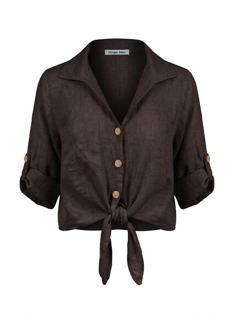 Camicia lino con fiocco