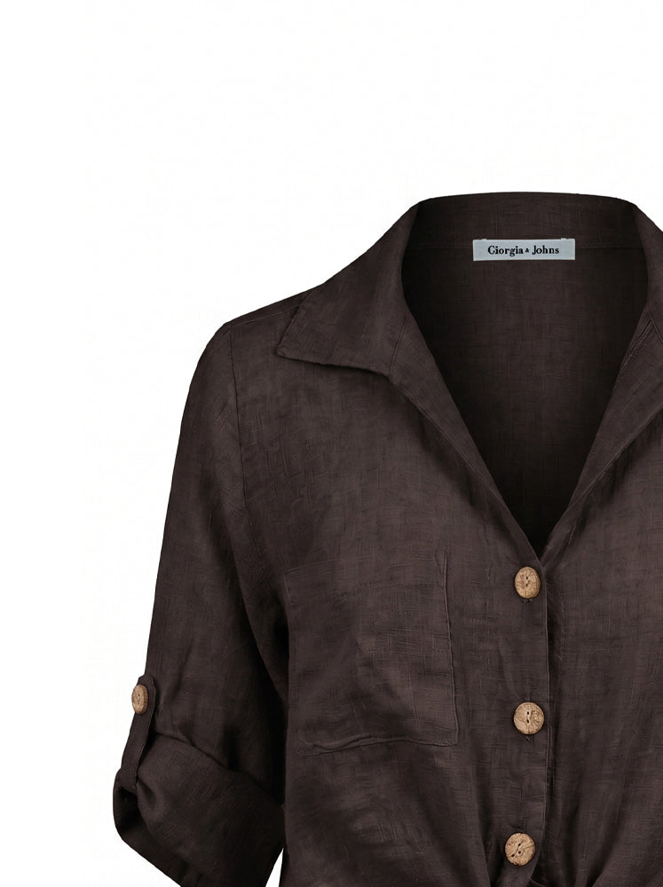 Camicia lino con fiocco
