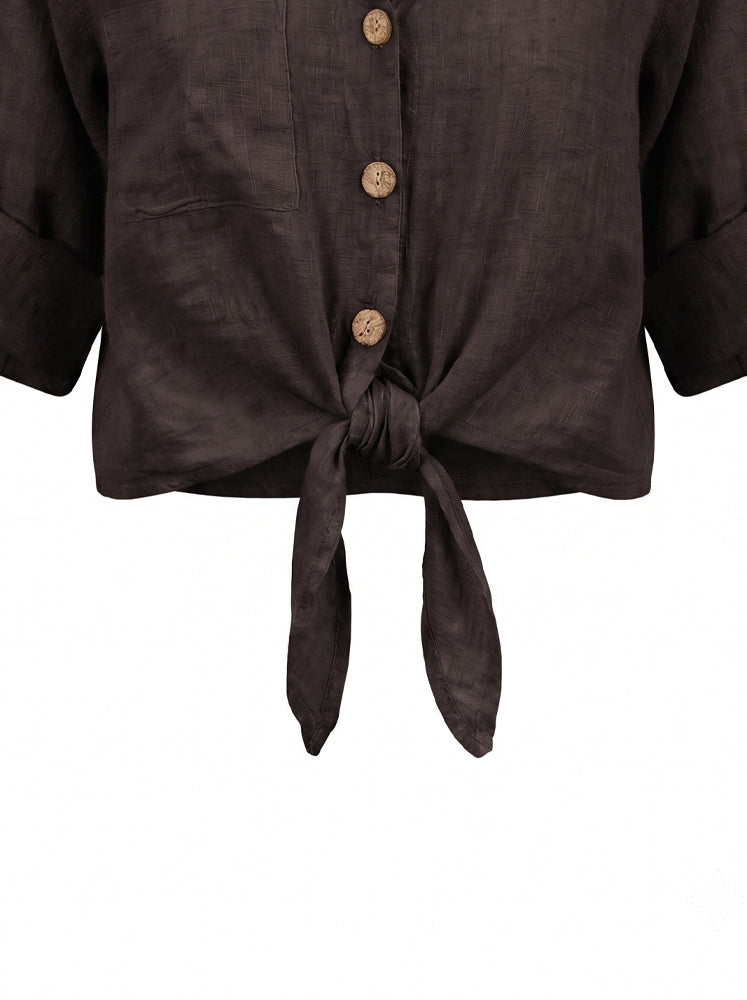 Camicia lino con fiocco
