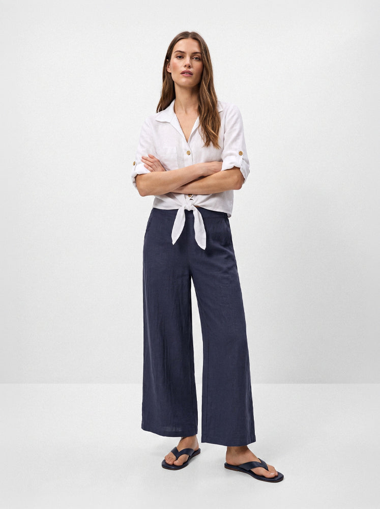 Pantaloni ampi in lino