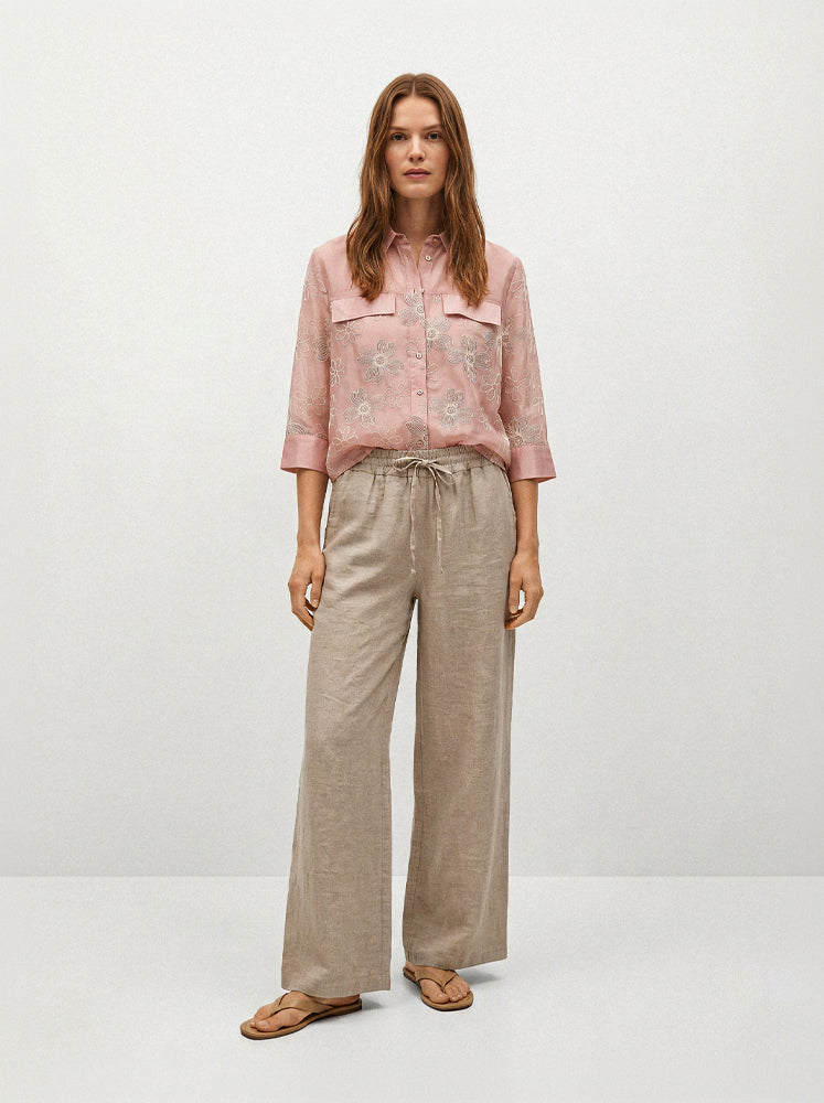 Pantaloni lino con coulisse