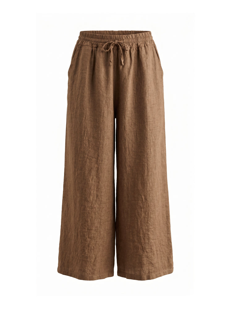 Pantaloni lino con coulisse