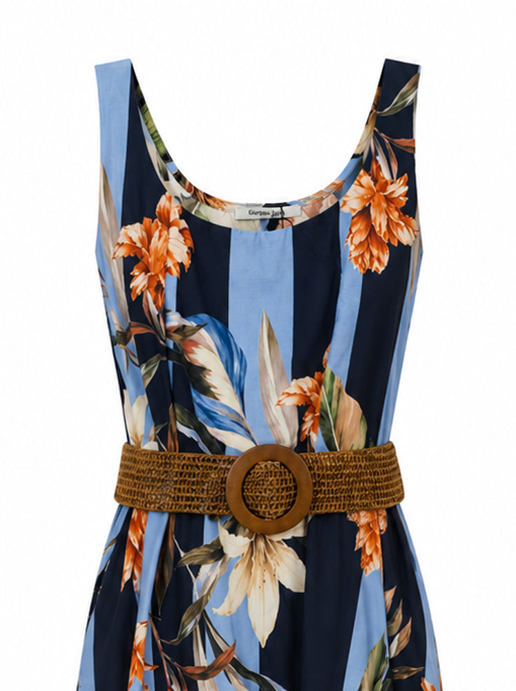 Abito maxi righe e fiori