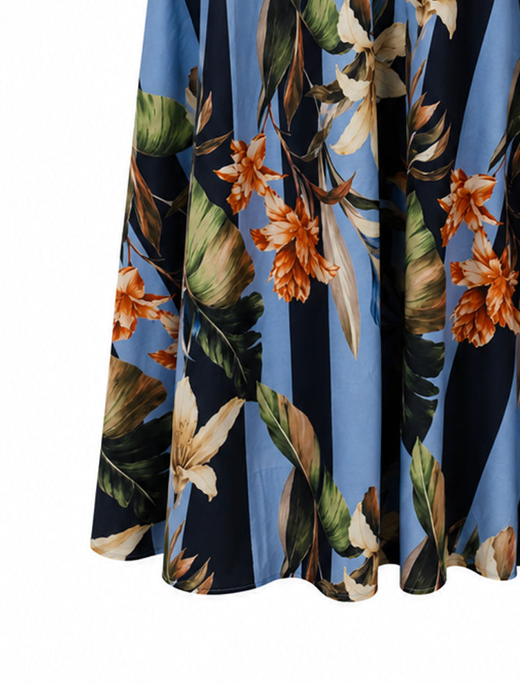 Abito maxi righe e fiori