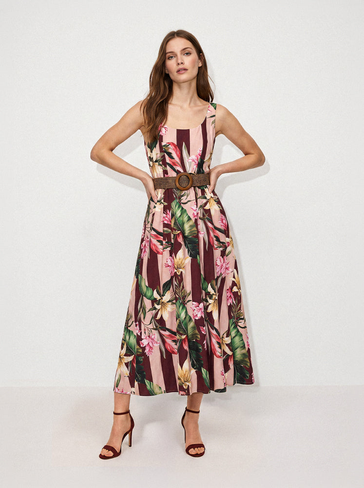 Abito maxi righe e fiori