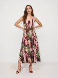 Abito maxi righe e fiori