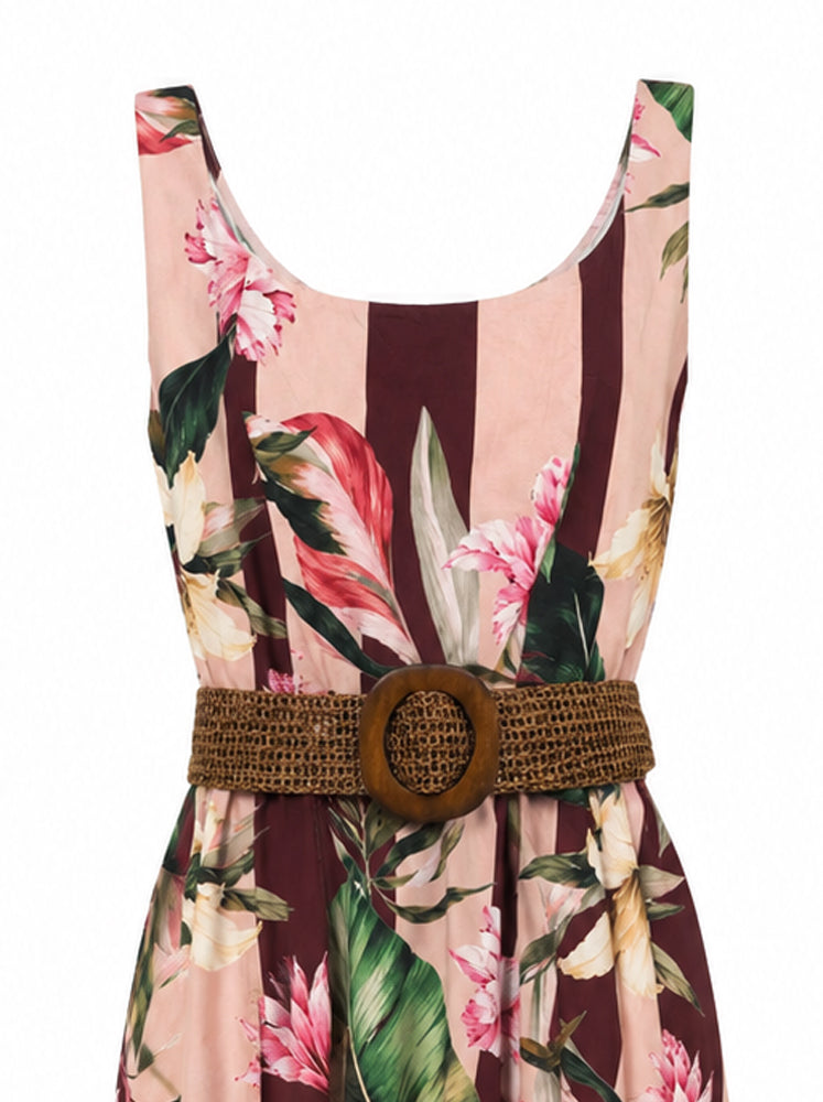 Abito maxi righe e fiori