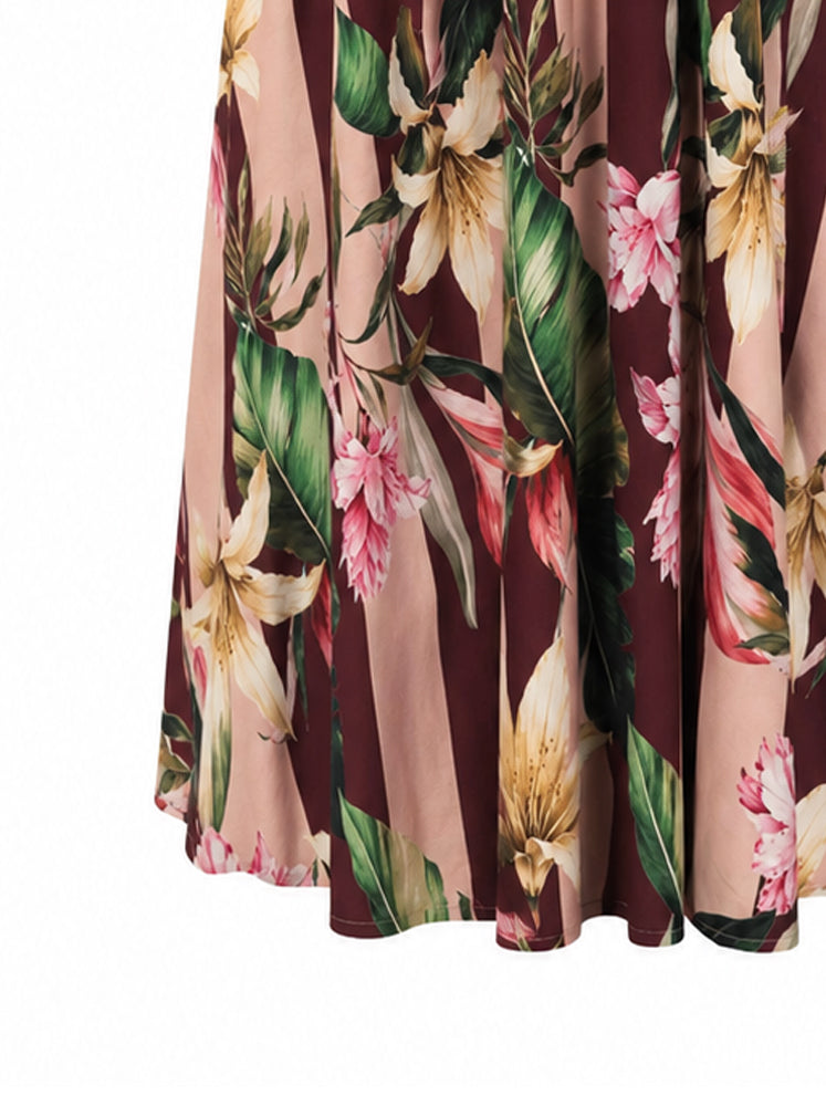 Abito maxi righe e fiori