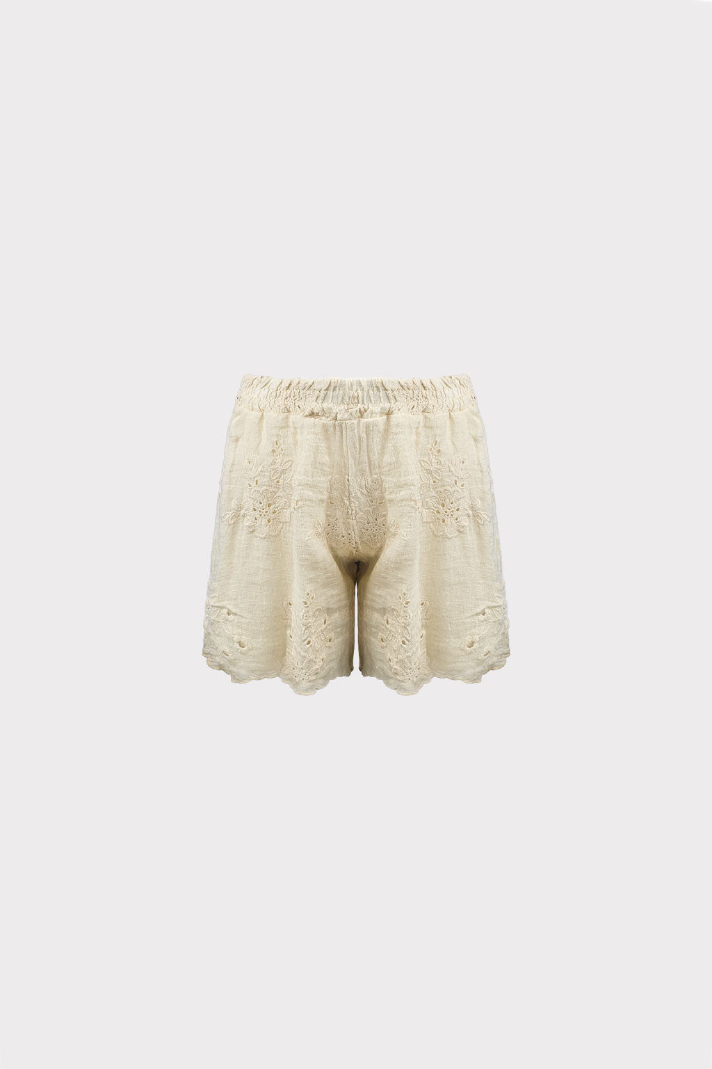 Shorts lino ricamato